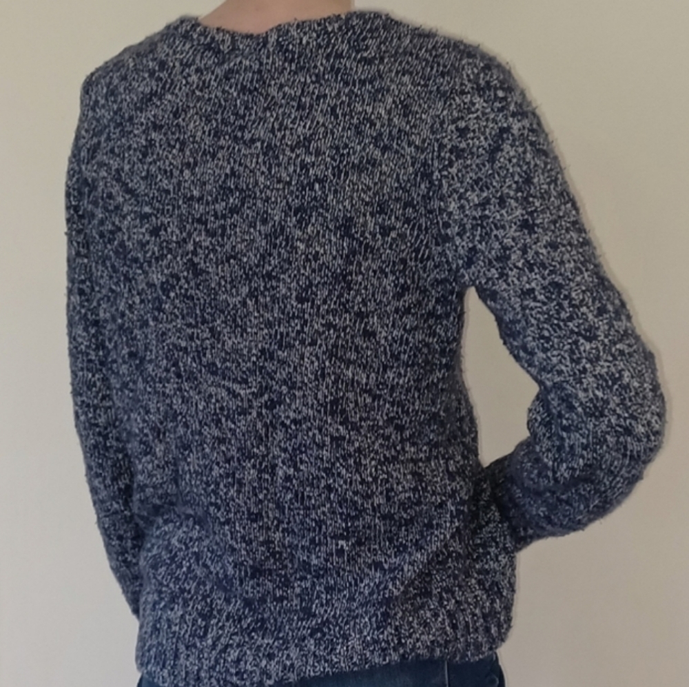 L.L. Bean Cotton Ragg Sweater Size Large Crewneck pullover sweater marled navy